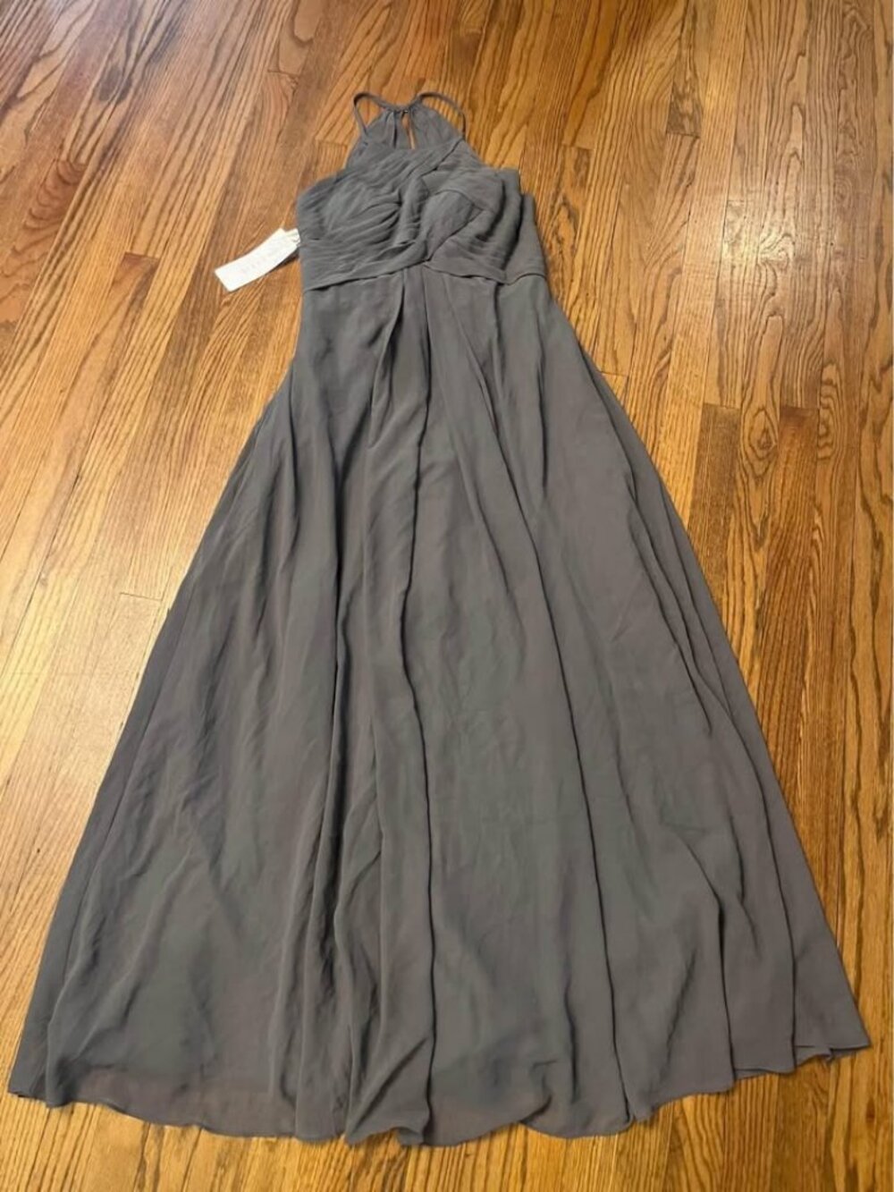 Azazie Ginger Halter Gown Steel Grey Size A10 New With Tags